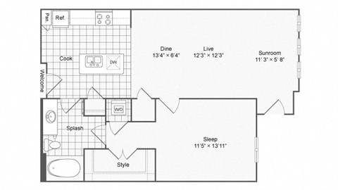1 bed 1 bath D at The Hendrix, Atlanta, GA, 30329